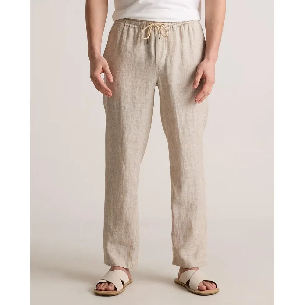 NWT Quince | Linen Drawstring Beach Pants Large Sand European Linen CMA01
